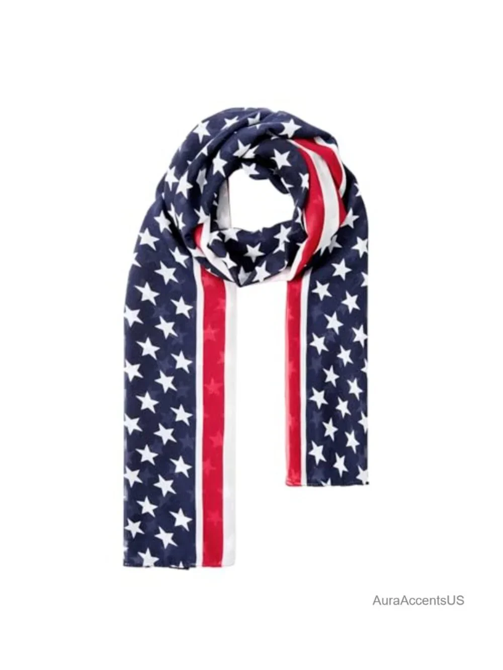 Oversized Lightweight Polyester Patriotic Flag Scarf, Breathable,